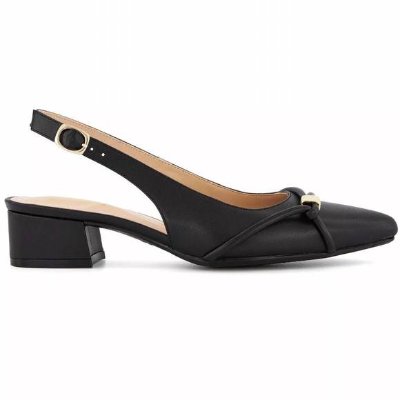 NEW ANDREA women's slingback low heel pumps in black - Picture 2 of 4